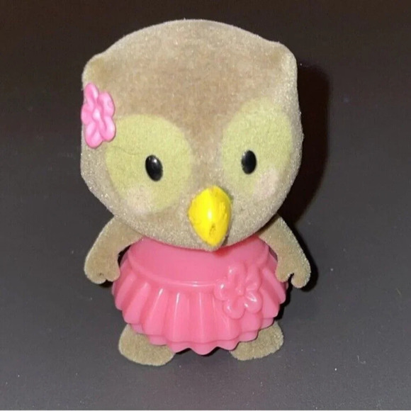 Lil Woodzeez Bobblehead Figure Owl Bird Pink Dress - Picture 1 of 4